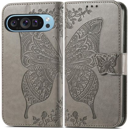 Mobigear Butterfly Google Pixel 9 Hoesje Bookcase Portemonnee - Grijs