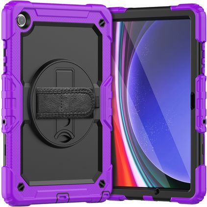 Mobigear SureGrip Xtreme Samsung Galaxy Tab A9 Plus (2023) Hoes Hard kunststof / Siliconen Backcover + Schouderband + Standaard - Paars