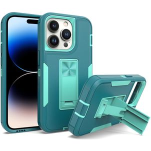 Mobigear Heavy Armor Stand iPhone 14 Pro Hoesje Hardcase Backcover Shockproof met Standaard - Groen
