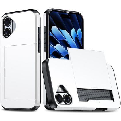 Mobigear Card iPhone 18 Hoesje Hardcase Backcover Shockproof met Pasjeshouder - Wit