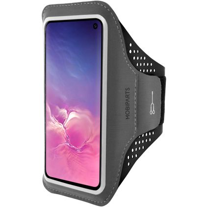 Mobiparts Comfort Fit Telefoonhouder Hardlopen Samsung Galaxy S10e Sport Hoesje Neopreen Sportarmband - Zwart