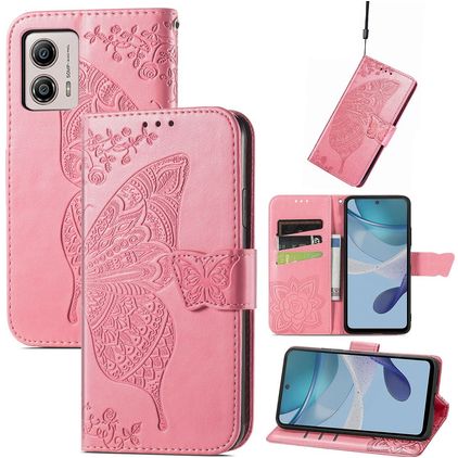 Mobigear Butterfly Motorola Moto E13 Hoesje Bookcase Portemonnee - Roze