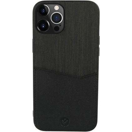 Valenta Card Slot iPhone 13 Pro Hoesje Echt Leer Backcover met Pasjeshouder - Zwart