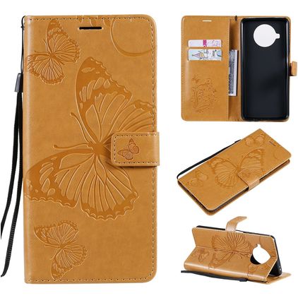 Mobigear Butterfly Xiaomi Mi 10T Lite Hoesje Bookcase Portemonnee - Cognac