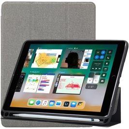 Mobigear Tri-Fold Gel iPad 6 (2018) Hoes TPU,Kunstleer Bookcase + Stylus Houder - Grijs