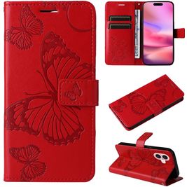 Mobigear Butterfly iPhone 16 Hoesje Bookcase Portemonnee - Rood