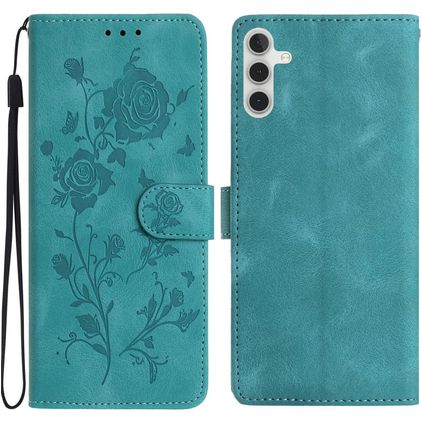 Mobigear Flowers Samsung Galaxy A17 Hoesje Bookcase Portemonnee - Groen