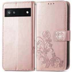 Mobigear Clover Google Pixel 6a Hoesje Bookcase Portemonnee - Roségoud