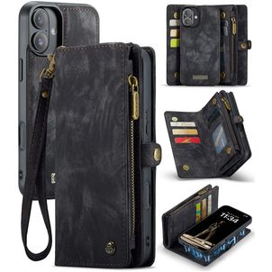Caseme 008 iPhone 16 Hoesje Uitneembare 2in1 Bookcase Portemonnee - Zwart