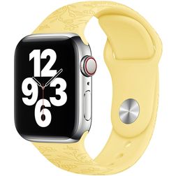 Mobigear Sport Flowers Siliconen Apple Watch Bandje Druksluiting - 42/41/40/38 mm - Geel