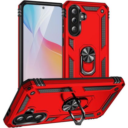 Mobigear Armor ring Samsung Galaxy A37 Hoesje Hardcase Backcover Shockproof met Ringhouder - Rood