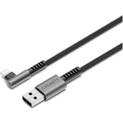 Cygnett Angled Braided USB-A naar Apple Lightning Kabel MFI 1 m - Zwart