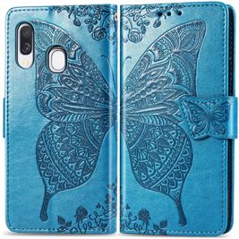 Mobigear Butterfly Samsung Galaxy A40 Hoesje Bookcase Portemonnee - Blauw