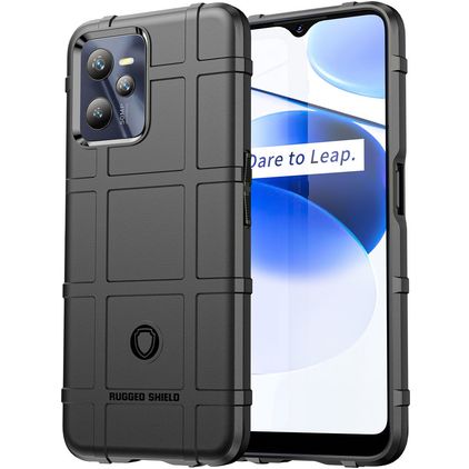 Mobigear Rugged Shield Realme C35 Hoesje Flexibel TPU Backcover Shockproof - Zwart