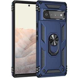 Mobigear Armor Ring Google Pixel 6 Pro Hoesje Hardcase Backcover Shockproof met Ringhouder - Blauw