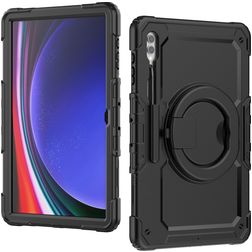 Mobilize Rotating Defender Samsung Galaxy Tab S10 Ultra Hoes Hard Kunststof,Siliconen Backcover + Schouderband + Standaard - Zwart