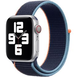 Mobigear Woven Nylon Apple Watch Bandje Klittenbandsluiting - 42/41/40/38 mm - Marineblauw