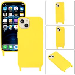 Mobigear Lanyard iPhone 14 Plus Siliconen Hoesje met koord - Geel