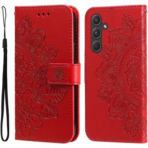 Mobigear Flowers Samsung Galaxy A55 Hoesje Bookcase Portemonnee - Rood
