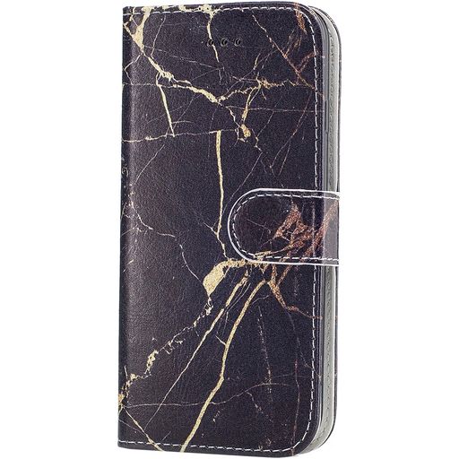 Mobigear Marble iPhone SE (2020) Hoesje Bookcase Portemonnee - Zwart