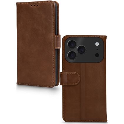 Mobilize Wallet iPhone 17 Pro Max Hoesje Echt Leer Bookcase Portemonnee - Bruin
