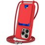 Mobigear Lanyard Card iPhone 16 Pro Siliconen Hoesje met koord en Pasjeshouder - Rood