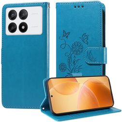 Mobigear Flowers POCO X6 Pro Hoesje Bookcase Portemonnee - Blauw