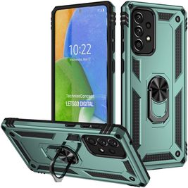 Mobigear Armor Ring Samsung Galaxy A73 Hoesje Hardcase Backcover Shockproof met Ringhouder - Groen