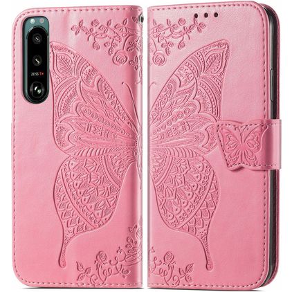 Mobigear Butterfly Sony Xperia 5 IV Hoesje Bookcase Portemonnee - Roze