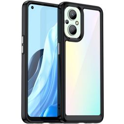 Mobigear Crystal OPPO Reno 7 Lite Hoesje Hardcase Backcover - Transparant / Zwart