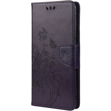 Mobigear Flowers Samsung Galaxy A33 Hoesje Bookcase Portemonnee - Paars