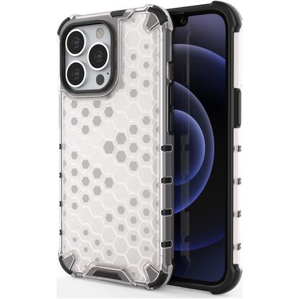 Mobigear Honeycomb iPhone 14 Hoesje Hardcase Backcover Shockproof - Wit