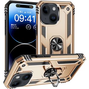 Mobigear Armor Ring iPhone 15 Hoesje Hardcase Backcover Shockproof met Ringhouder - Goud