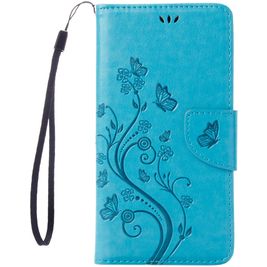 Mobigear Flowers iPhone 7 Hoesje Bookcase Portemonnee - Blauw