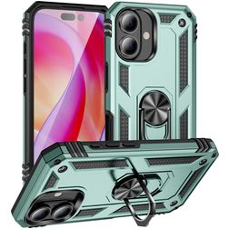 Mobigear Armor Ring iPhone 16 Plus Hoesje Hardcase Backcover Shockproof met Ringhouder - Groen