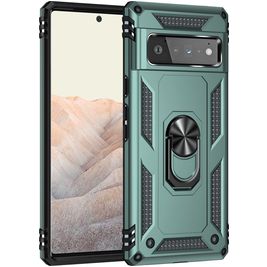 Mobigear Armor Ring Google Pixel 6 Pro Hoesje Hardcase Backcover Shockproof met Ringhouder - Groen