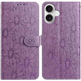 Mobigear Flowers iPhone 17 Hoesje Bookcase Portemonnee - Paars