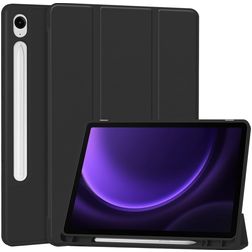 Mobigear Tri-Fold Gel Samsung Galaxy Tab S9 FE Hoes TPU,Kunstleer Bookcase + Stylus Houder - Zwart