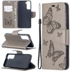 Mobigear Butterfly Samsung Galaxy S21 Hoesje Bookcase Portemonnee - Grijs