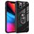 Mobigear Crystal Ring iPhone 14 Pro Hoesje Hardcase Backcover met Ringhouder - Transparant / Zwart
