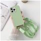 Mobigear Lanyard iPhone 14 Pro Max Siliconen Hoesje met koord - Groen