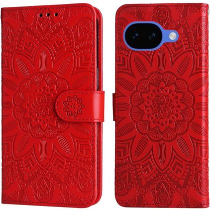 Mobigear Sunflower Google Pixel 10a Hoesje Bookcase Portemonnee - Rood