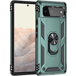 Mobigear Armor Ring Google Pixel 6 Hoesje Hardcase Backcover Shockproof met Ringhouder - Groen