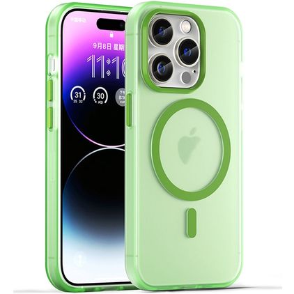 Mobigear Shockproof iPhone 16 Pro MagSafe Hoesje Flexibel TPU Backcover - Groen