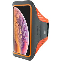 Mobiparts Comfort Fit Telefoonhouder Hardlopen iPhone XS Max Sport Hoesje Neopreen Sportarmband - Neon Orange