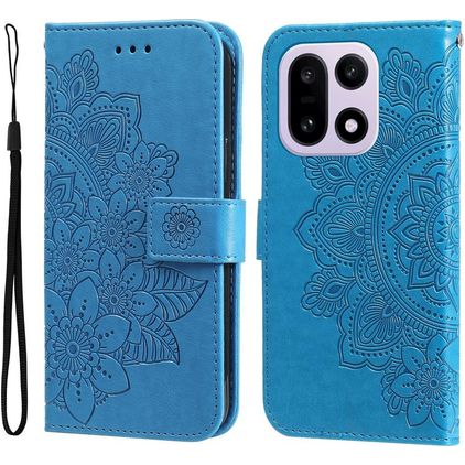 Mobigear Flowers OnePlus 15 Hoesje Bookcase Portemonnee - Blauw