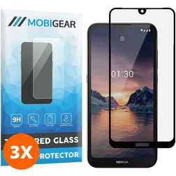 Mobigear Premium Nokia 1.3 Glazen Screenprotector - Case Friendly - Zwart (3-Pack)
