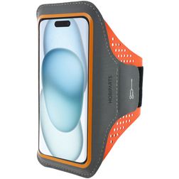 Mobiparts Comfort Fit Telefoonhouder Hardlopen iPhone 15 Sport Hoesje Neopreen Sportarmband - Neon Orange