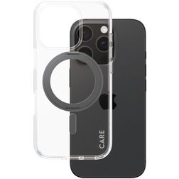 CARE by PanzerGlass Kickstand iPhone 16 Pro MagSafe Hoesje Hardcase Backcover met Standaard - Transparant / Zwart