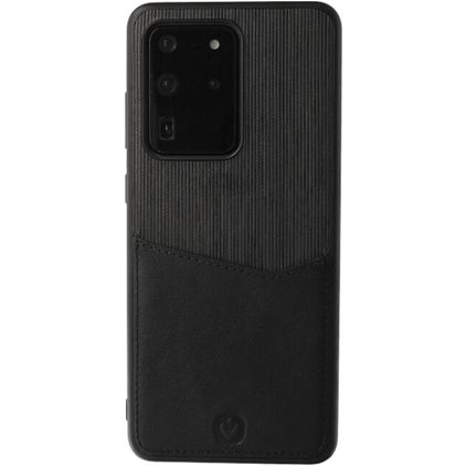 Valenta Card Slot Samsung Galaxy S20 Ultra Hoesje Echt Leer Backcover met Pasjeshouder - Zwart
